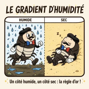 Infographie : le gradient d'humidité, un côté humide et un côté sec